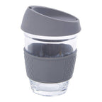 Glass Mug with Grey Silicone Band Lid | Mimo