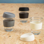Glass Mug with Grey Silicone Band Lid | Mimo