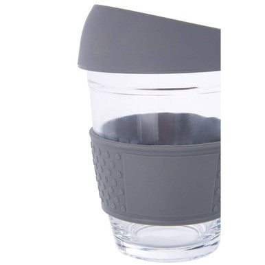 Glass Mug with Grey Silicone Band Lid | Mimo