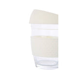 Glass Mug with Cream Silicone Band Lid | Mimo