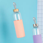 Glass Bottle with Peach Pink Silicone Sleeve | Mimo