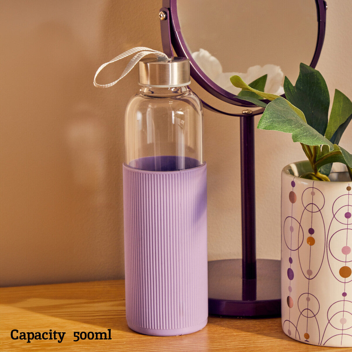 Glass Bottle with Purple Silicone Sleeve | Mimo