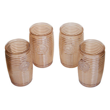 Set of Four Gold Ribbed Glass Tumblers | Dayla