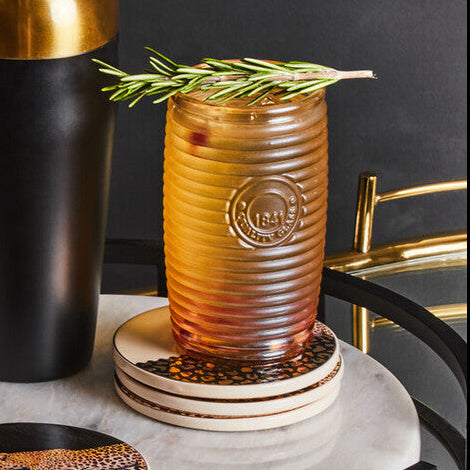 Set of Four Gold Ribbed Glass Tumblers | Dayla