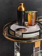 Set of Four Gold Ribbed Glass Tumblers | Dayla
