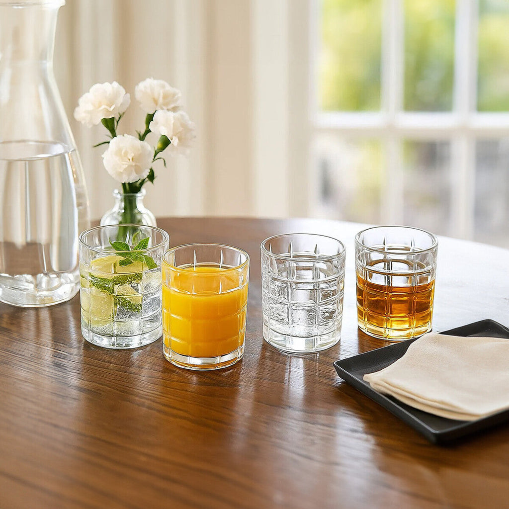 Set of Four Check Glass Tumblers | Auclair