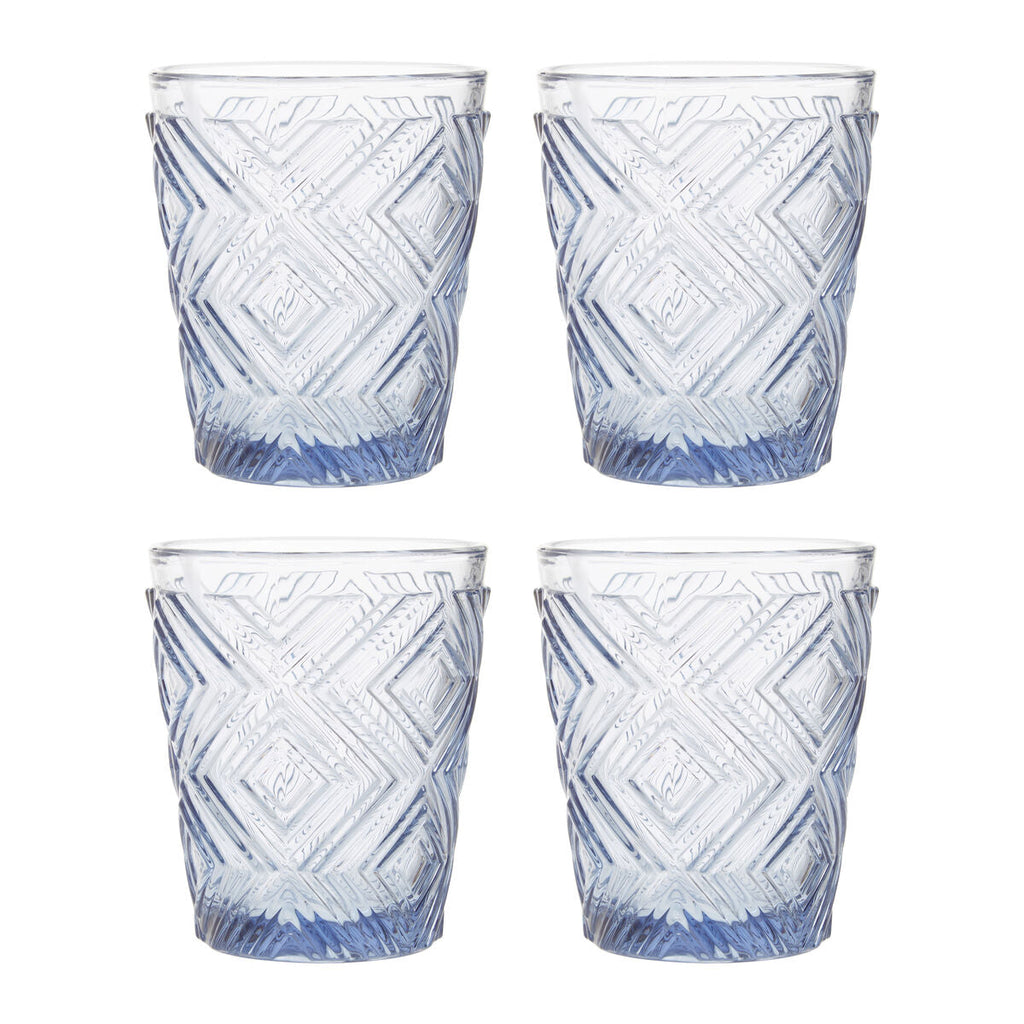 Set of Four Embossed Blue Tumblers | Fleur