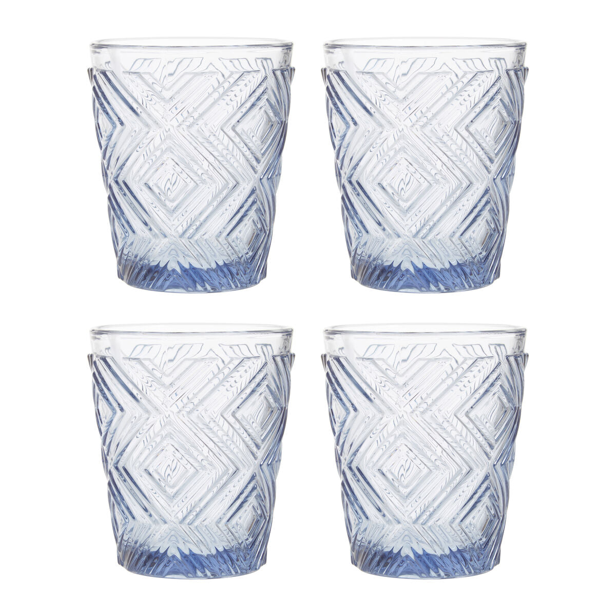 Set of Four Embossed Blue Tumblers | Fleur