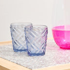 Set of Four Embossed Blue Tumblers | Fleur