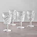 Fleur Set Of Four Clear Wine Glasses