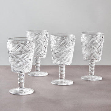 Fleur Set Of Four Clear Wine Glasses