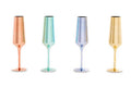Set of Four Glass Champagne Flutes in Assorted Colours | Aurora