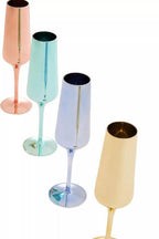 Set of Four Glass Champagne Flutes in Assorted Colours | Aurora