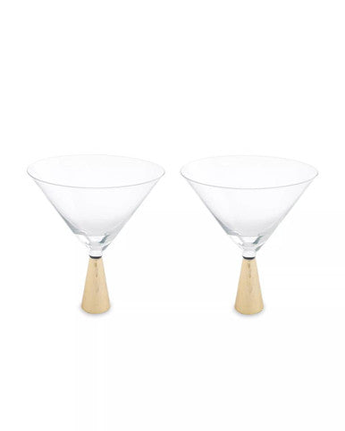 Set of Two Cocktail Glasses with Gold Finish Stem | Astrid