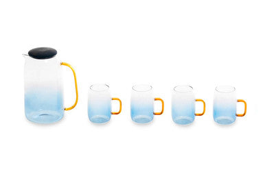 Glass Ombre Blue Pitcher and Cup Set | Noa