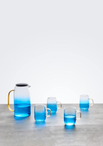 Glass Ombre Blue Pitcher and Cup Set | Noa