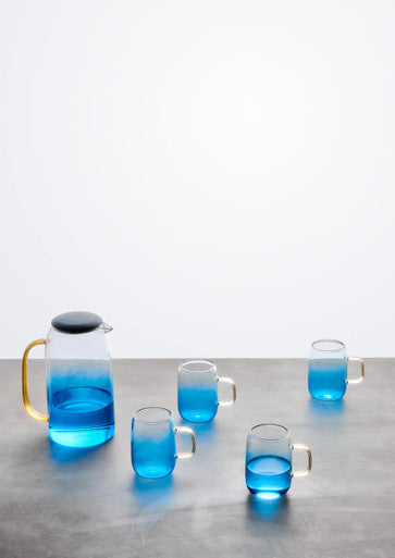 Glass Ombre Blue Pitcher and Cup Set | Noa