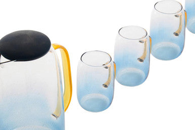 Glass Ombre Blue Pitcher and Cup Set | Noa