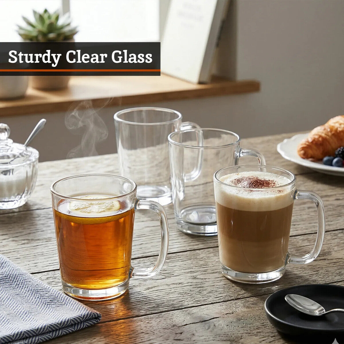 Set of Four Glass Clear Glass Mugs | Torta