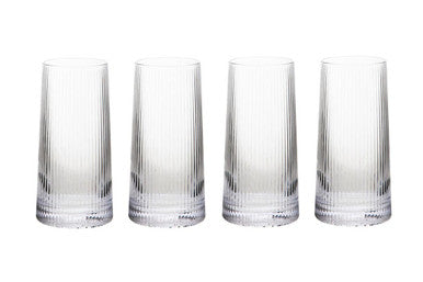 Set of Four Eldon Ribbed Clear Hi Ball Glasses MOB