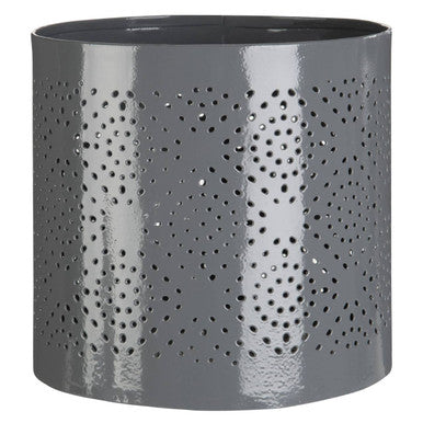 Punched Grey Finish Small Candle Holder | Punched Candle Holder