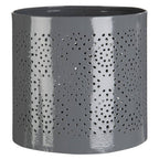 Punched Grey Finish Small Candle Holder | Punched Candle Holder