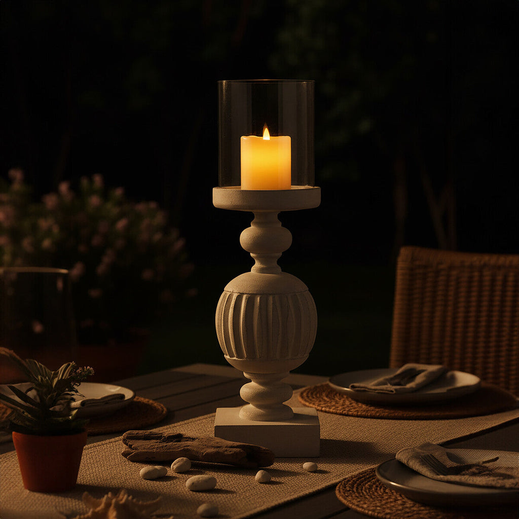 Mango Wood Carved Candle Holder | Bati