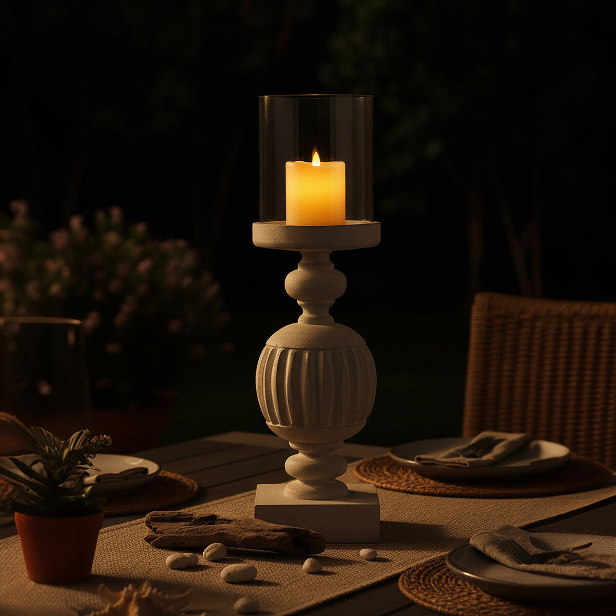 Mango Wood Carved Candle Holder | Bati