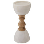 Large White Marble and Mango Wood Candle Holder | Sena