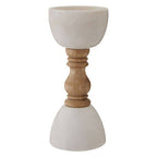 Large White Marble and Mango Wood Candle Holder | Sena
