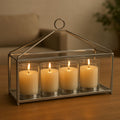 Glass and Silver Long Table Candle Holder | Silver Candle