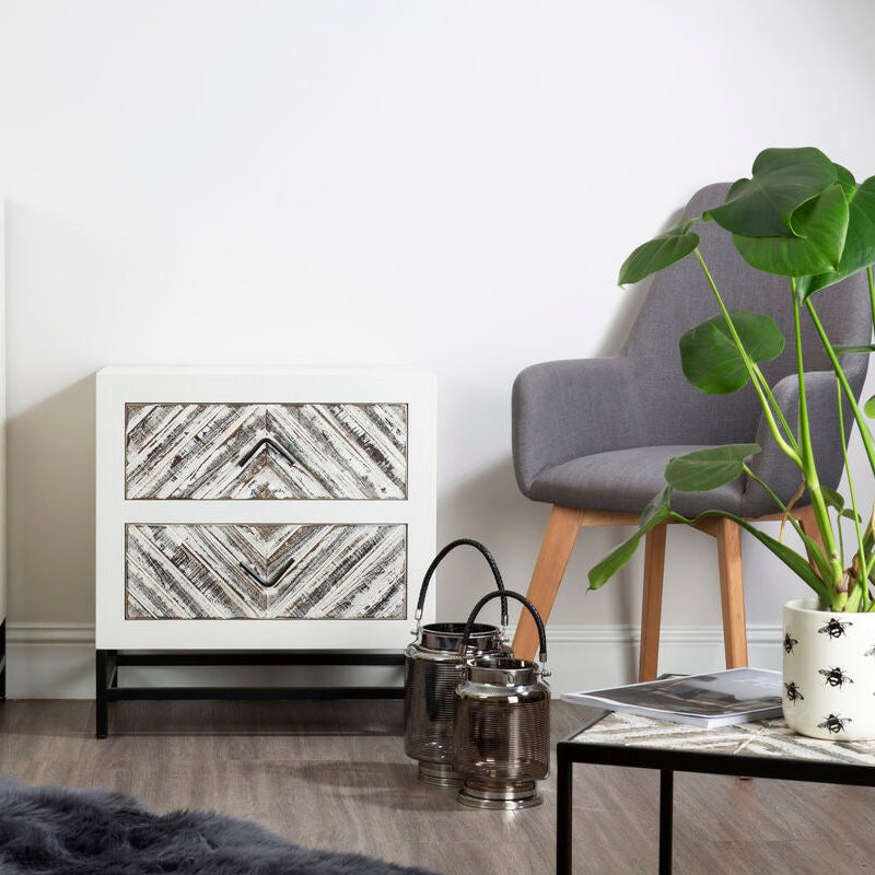 Raya Large Nickel Stripe Lantern