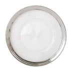 Embossed Glass Dinner Plate with Silver Rim | Ida