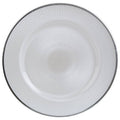 White Embossed Glass Charger Plate with Silver Rim | Ida