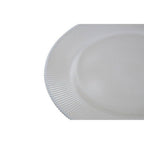 White Embossed Glass Charger Plate with Silver Rim | Ida