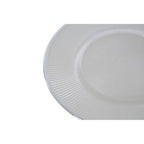 White Embossed Glass Dinner Plate with Silver Rim | Ida