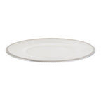 White Embossed Glass Side Plate with Silver Rim | Ida
