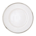 White Embossed Glass Side Plate with Silver Rim | Ida