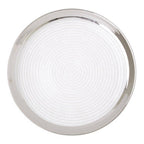 Embossed Glass Coupe Dinner Plate with Silver Rim | Ida
