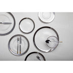 Embossed Glass Coupe Side Plate with Silver Rim | Ida