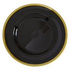 Black Glass Charger Plate with Gold Rim | Ida