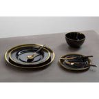 Black Glass Charger Plate with Gold Rim | Ida