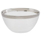 Embossed Glass Bowl with Silver Rim | Ida