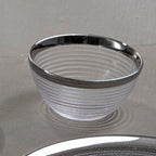 Embossed Glass Bowl with Silver Rim | Ida