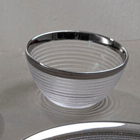 Embossed Glass Bowl with Silver Rim | Ida