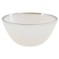 White Embossed Glass Bowl with Silver Rim | Ida