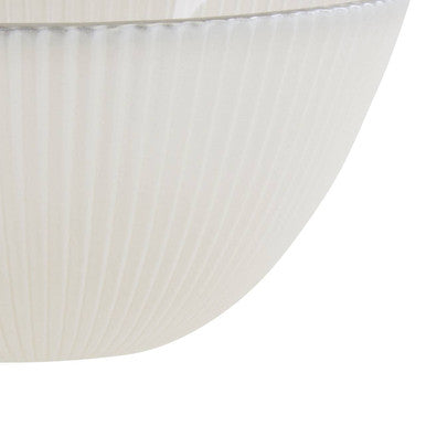 White Embossed Glass Bowl with Silver Rim | Ida