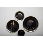 Black Glass Side Plate with Gold Rim | Ida