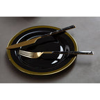 Black Glass Side Plate with Gold Rim | Ida