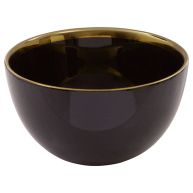 Black Glass Bowl with Gold Rim | Ida